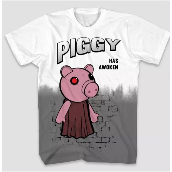 Boys' Piggy Gamer Short Sleeve Graphic T-Shirt White/Gray Small - Picture 1 of 3